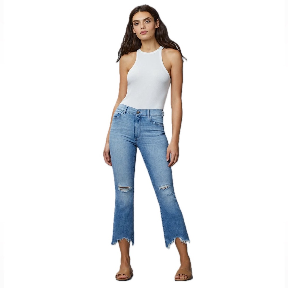 DL 1961 Bridget Boot High Rise Instasculpt Jeans in Droplet Distressed